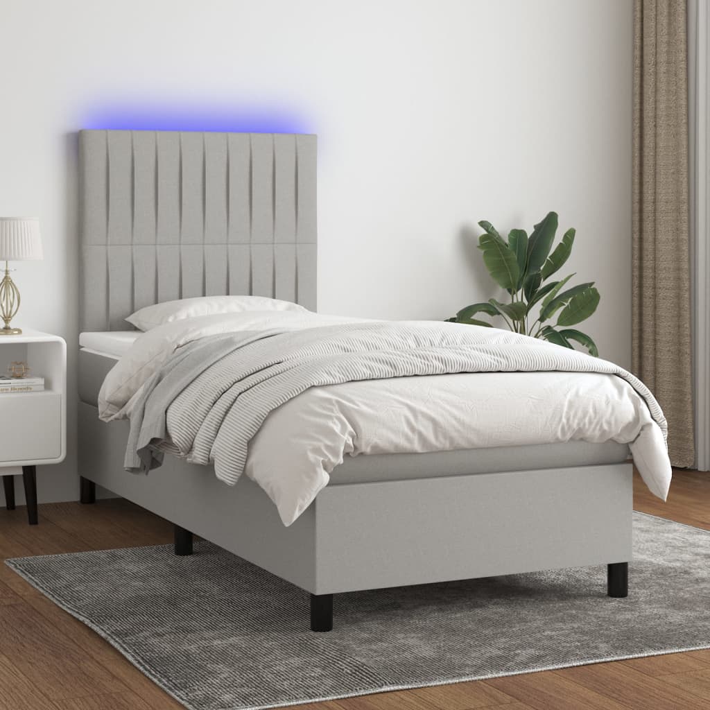 Sommier à lattes de lit avec matelas et LED Gris clair 90x200cm - XIOS