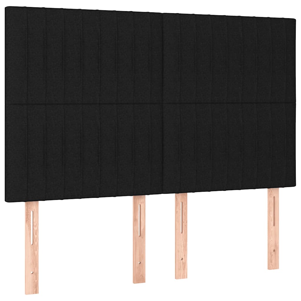 Sommier à lattes de lit et matelas et LED Noir 140x190 cm Tissu - XIOS