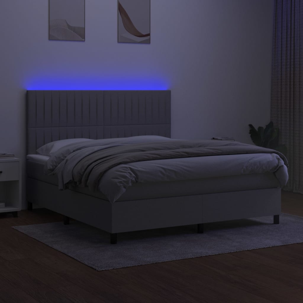Sommier à lattes de lit et matelas et LED Gris clair 160x200 cm - XIOS