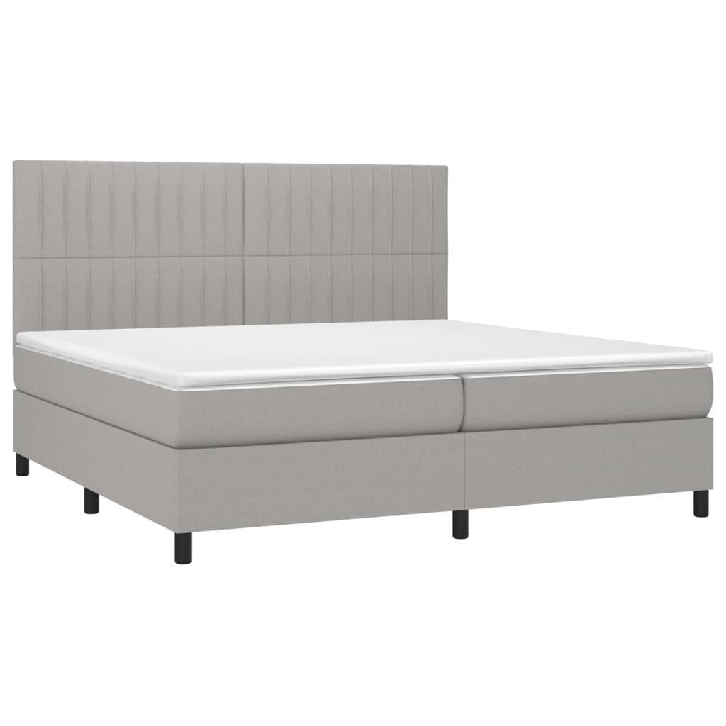 Sommier à lattes de lit et matelas et LED Gris clair 200x200 cm - XIOS