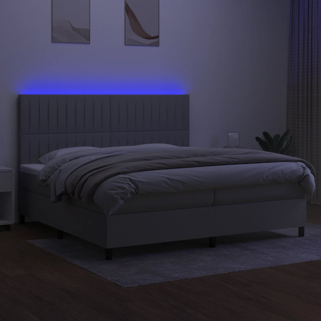 Sommier à lattes de lit et matelas et LED Gris clair 200x200 cm - XIOS