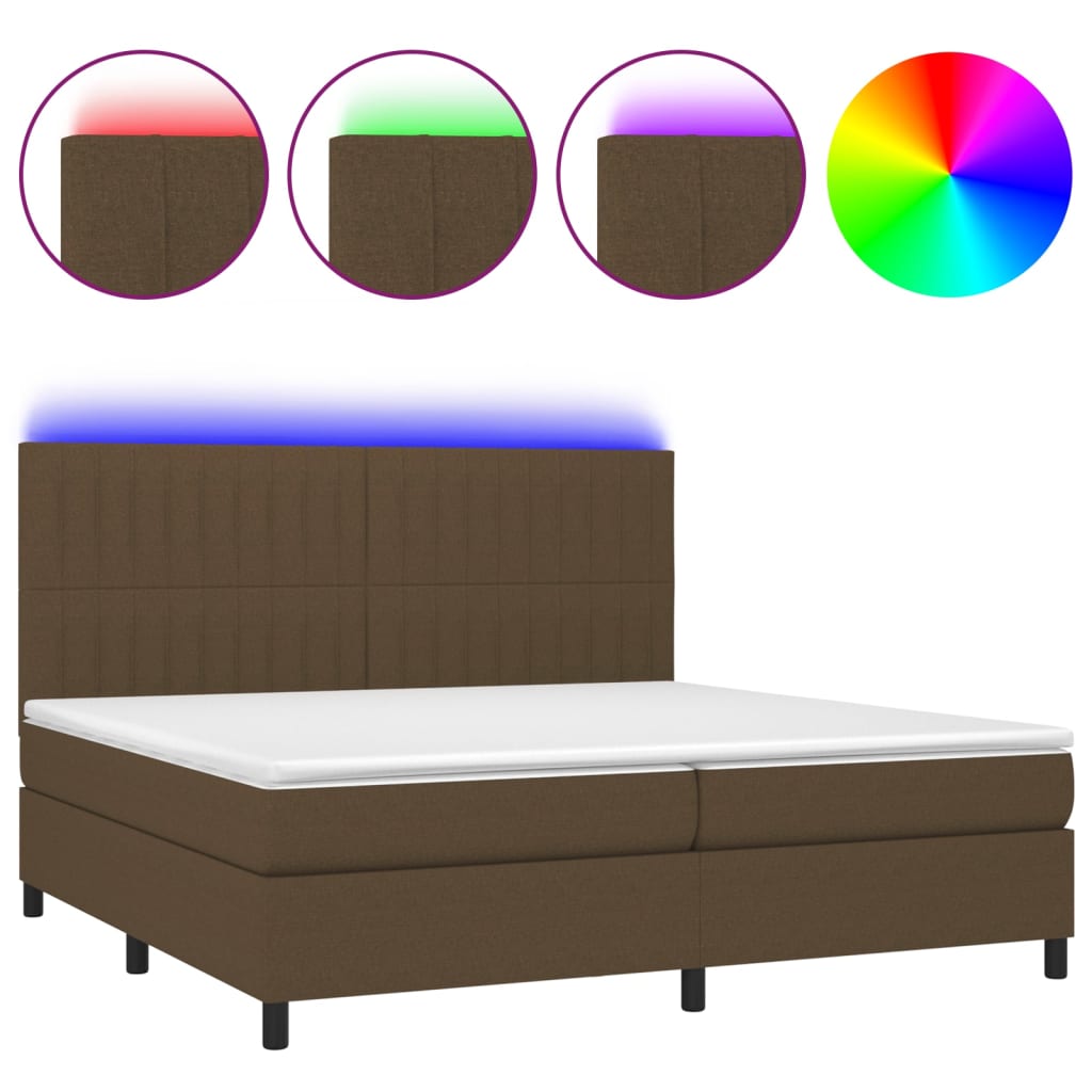 Sommier à lattes de lit matelas et LED Marron foncé 200x200 cm - XIOS