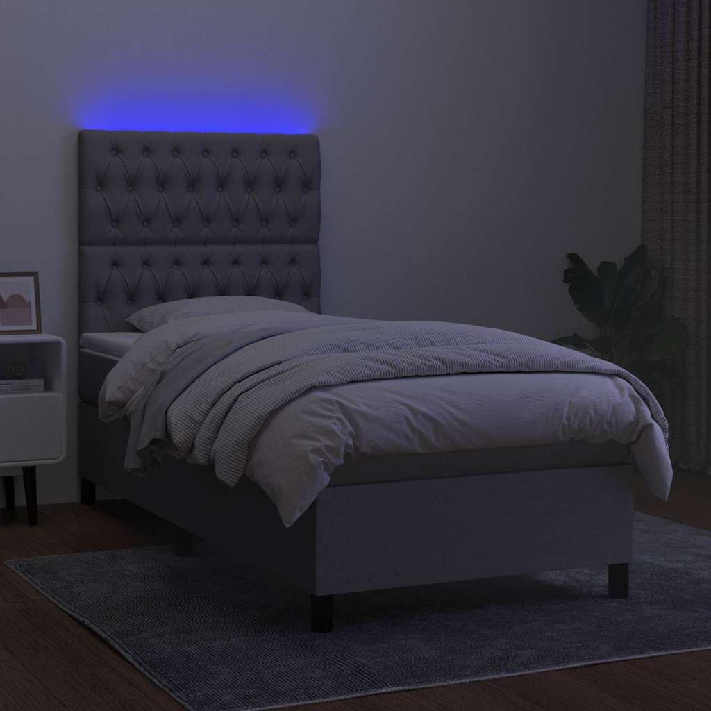 Sommier à lattes de lit avec matelas et LED Gris clair 80x200cm