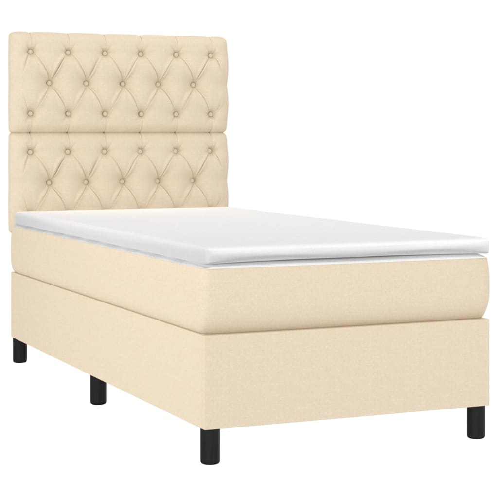 Sommier à lattes de lit et matelas et LED Crème 80x200 cm Tissu - XIOS