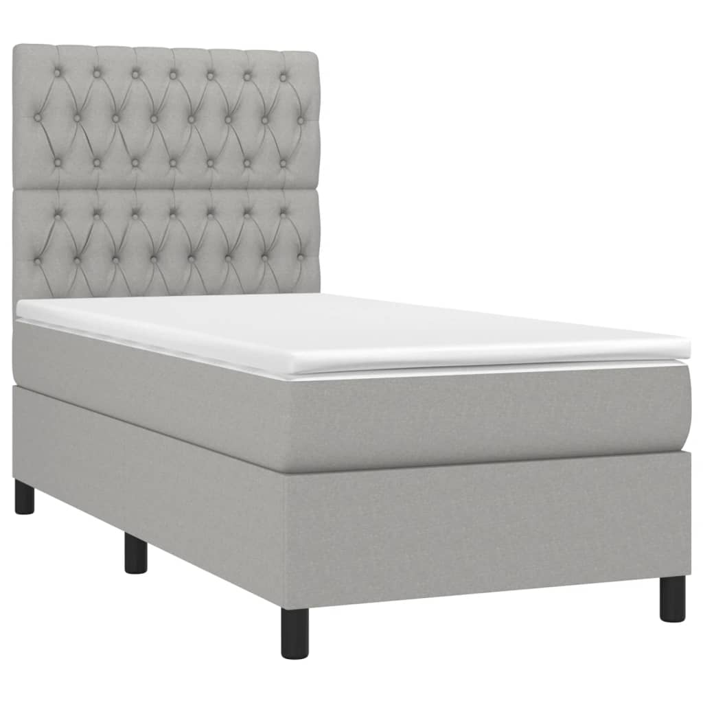 Sommier à lattes de lit avec matelas et LED Gris clair 90x190cm - XIOS