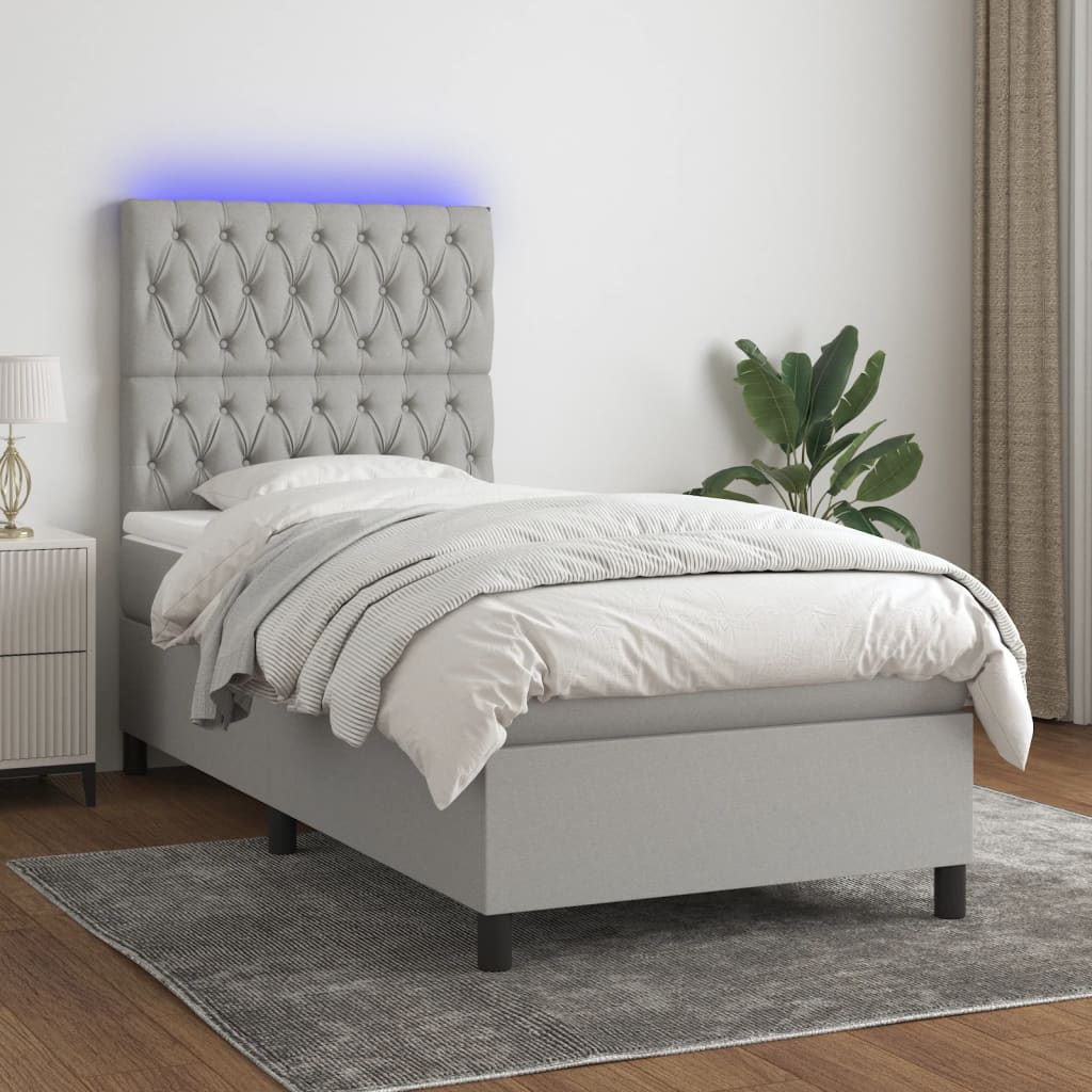Sommier à lattes de lit avec matelas et LED Gris clair 90x200cm - XIOS