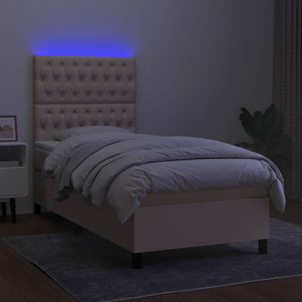 Sommier à lattes de lit avec matelas et LED Crème 100x200 cm
