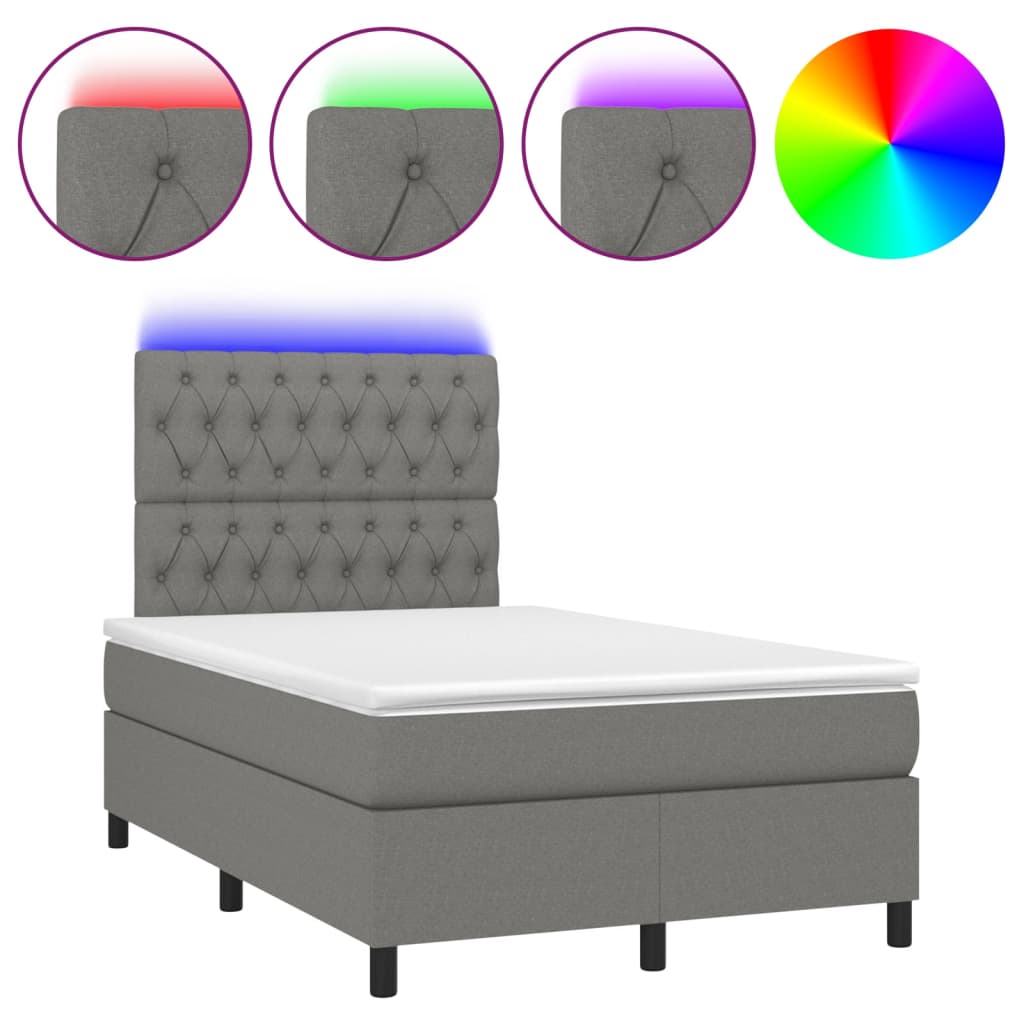 Sommier à lattes de lit et matelas et LED Gris foncé 120x200 cm - XIOS