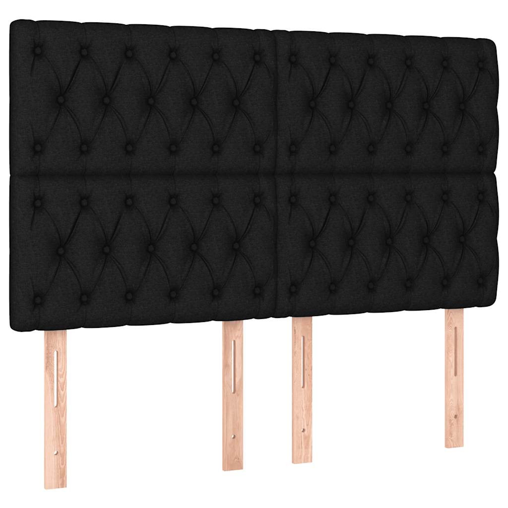 Sommier à lattes de lit et matelas et LED Noir 140x190 cm Tissu - XIOS