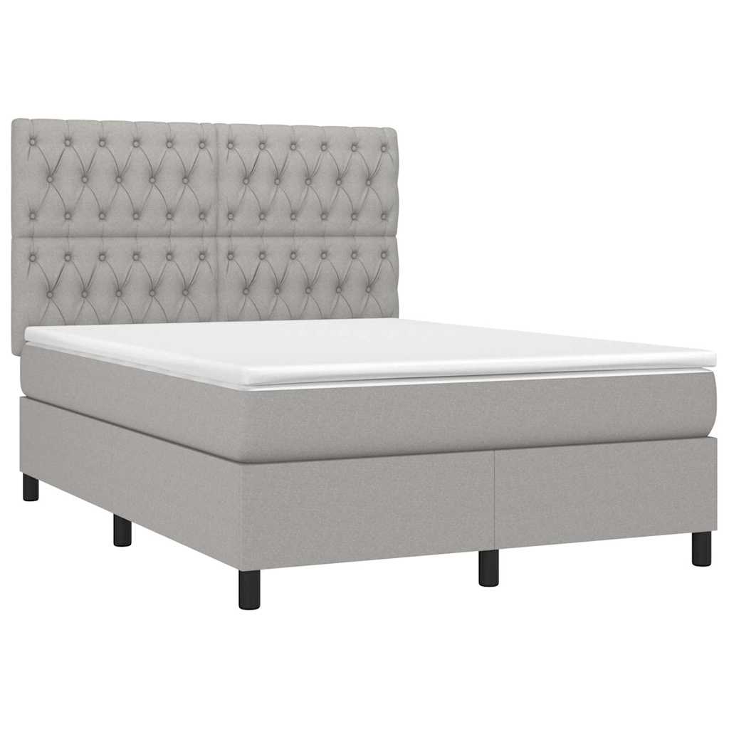 Sommier à lattes de lit et matelas et LED Gris clair 140x200 cm
