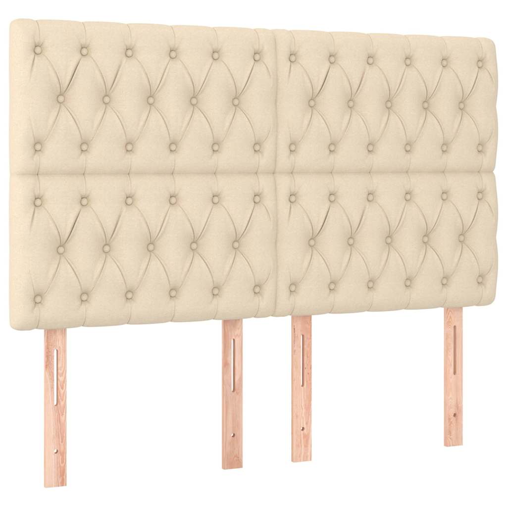 Sommier à lattes de lit et matelas et LED Crème 140x200cm Tissu