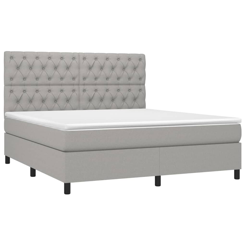 Sommier à lattes de lit matelas et LED Gris clair 160x200 cm - XIOS