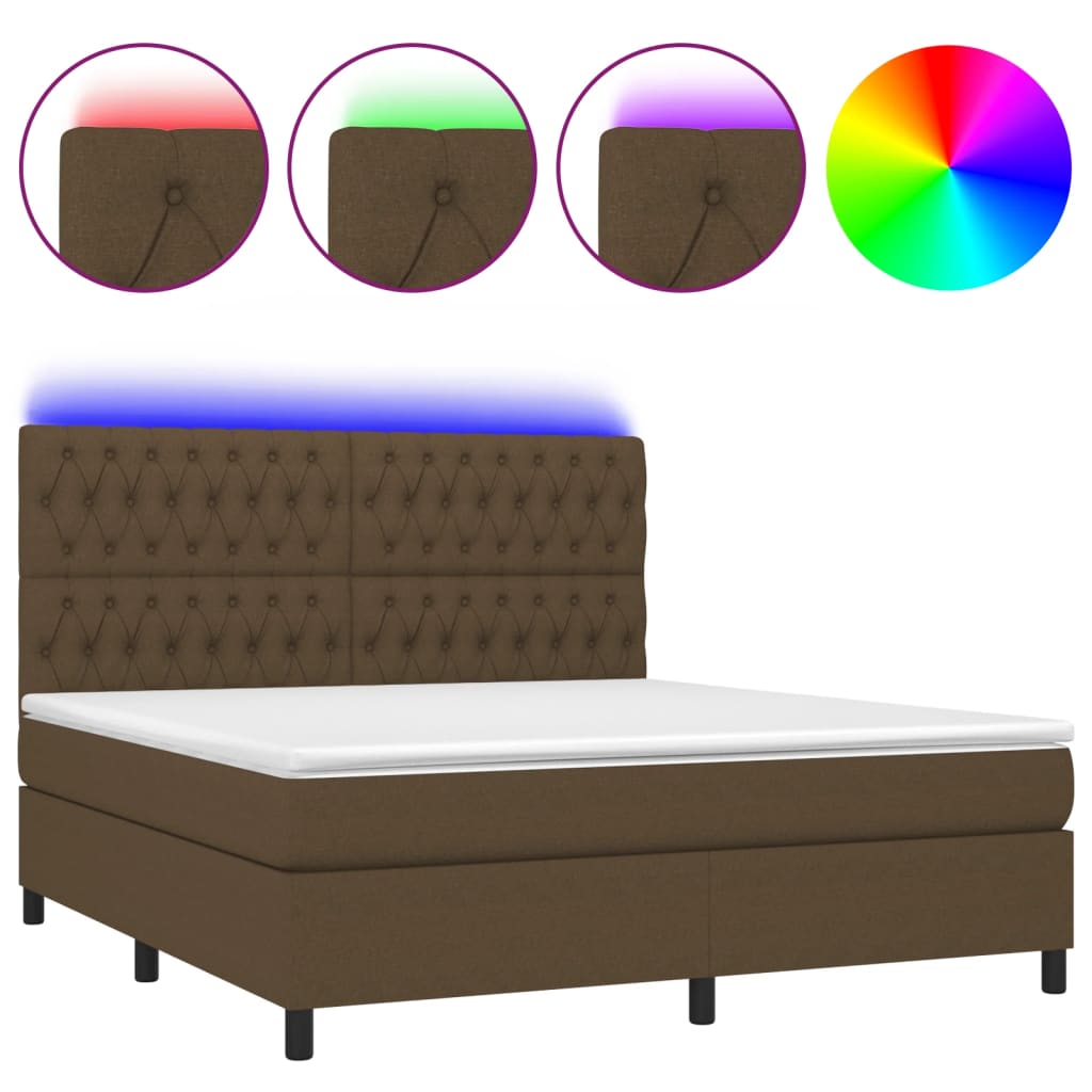 Sommier à lattes de lit matelas et LED Marron foncé 160x200 cm - XIOS