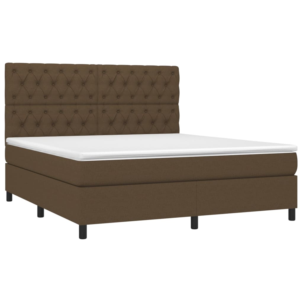 Sommier à lattes de lit matelas et LED Marron foncé 160x200 cm - XIOS