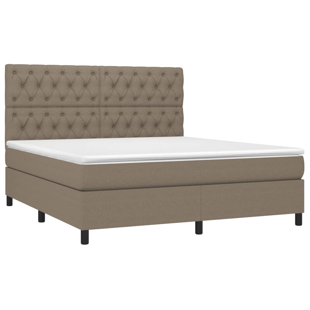 Sommier à lattes de lit et matelas et LED Taupe 160x200cm Tissu - XIOS