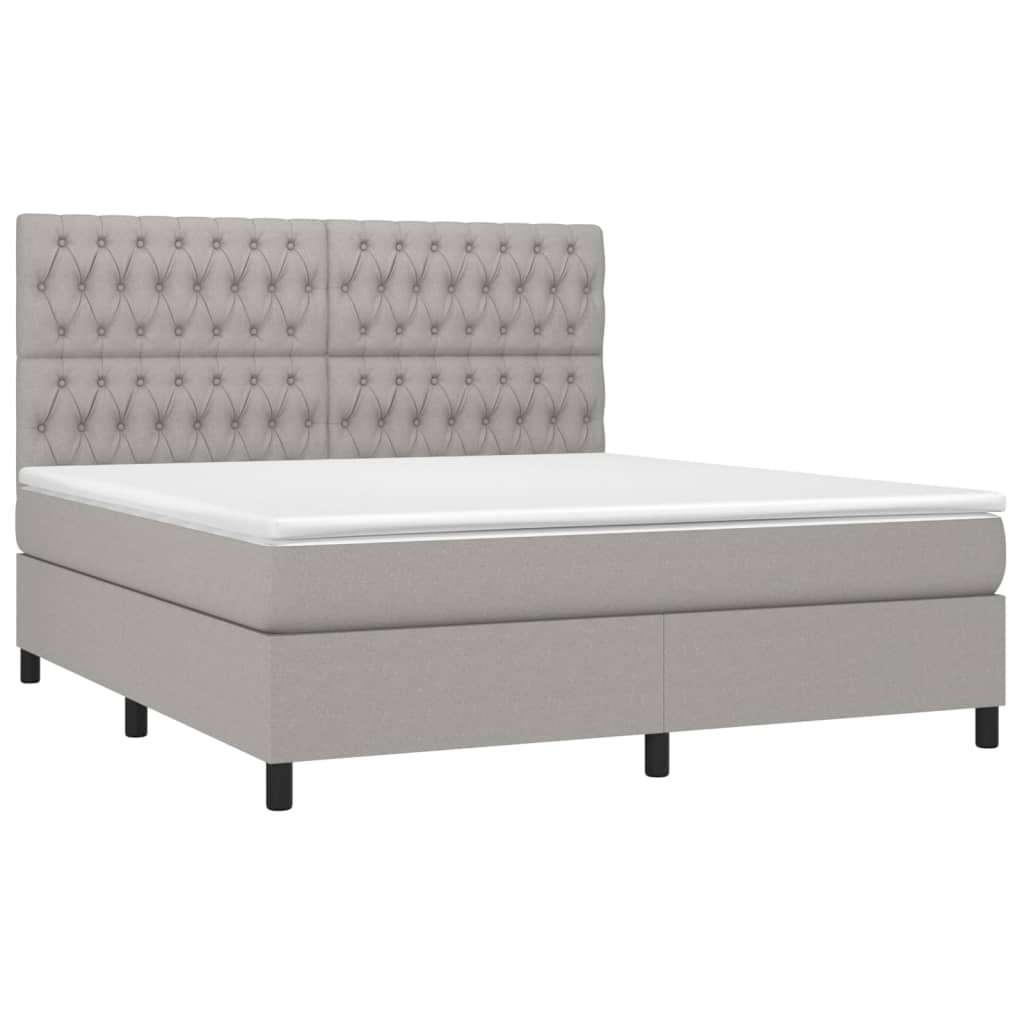 Sommier à lattes de lit et matelas et LED Gris clair 180x200 cm - XIOS