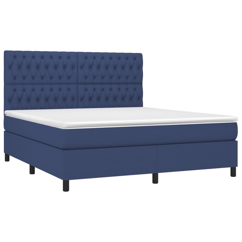 Sommier à lattes de lit et matelas et LED Bleu 180x200 cm Tissu - XIOS