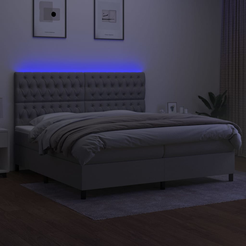 Sommier à lattes de lit et matelas et LED Gris clair 200x200 cm - XIOS