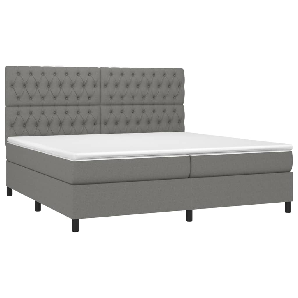 Sommier à lattes de lit et matelas et LED Gris foncé 200x200 cm - XIOS