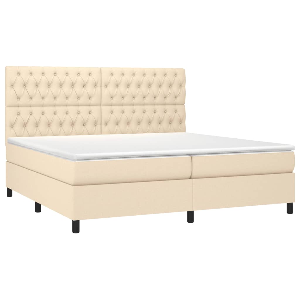 Sommier à lattes de lit et matelas et LED Crème 200x200cm Tissu - XIOS