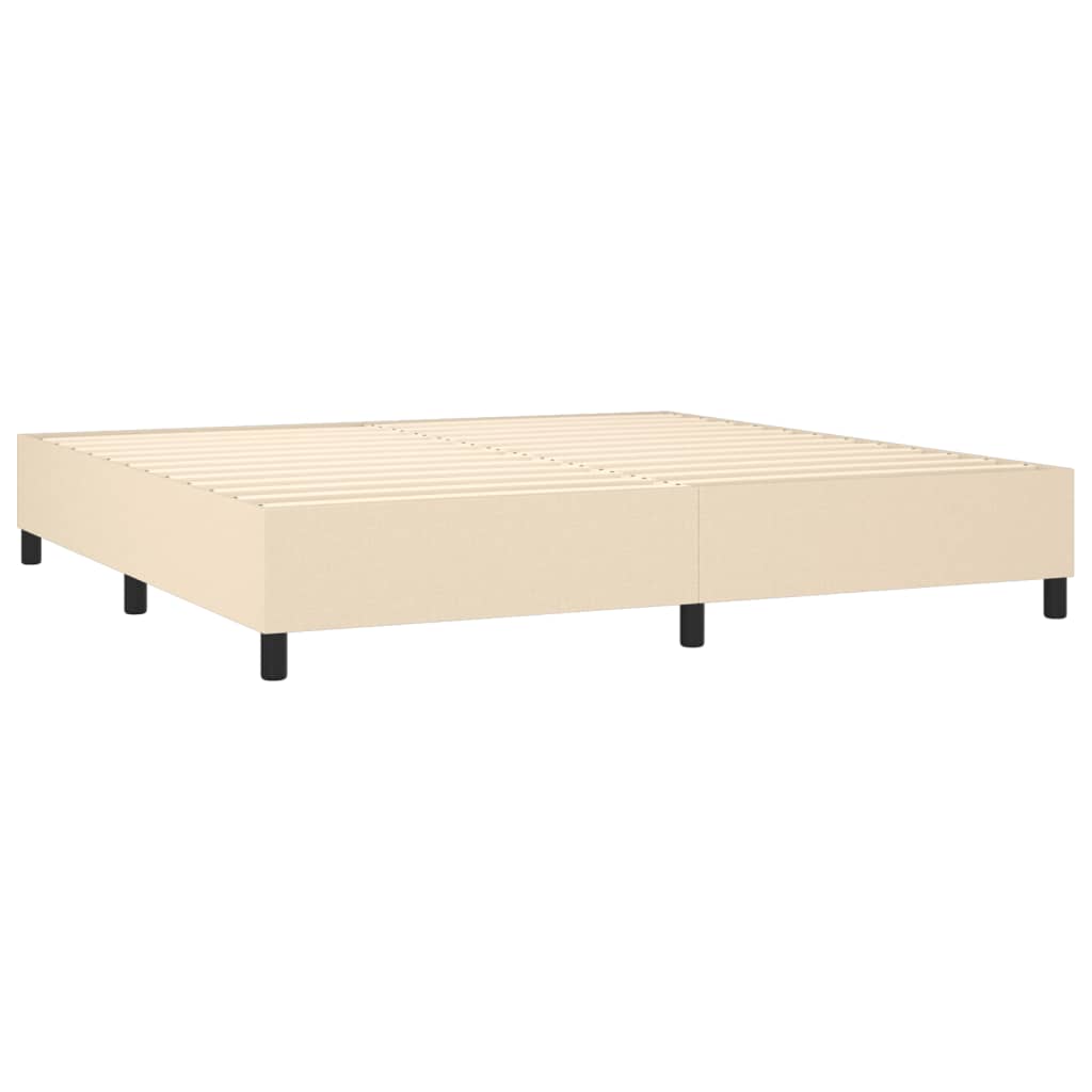 Sommier à lattes de lit et matelas et LED Crème 200x200cm Tissu - XIOS