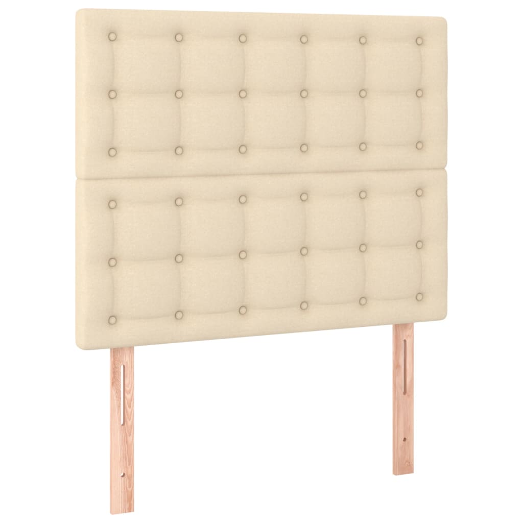 Sommier à lattes de lit et matelas et LED Crème 90x190 cm Tissu - XIOS