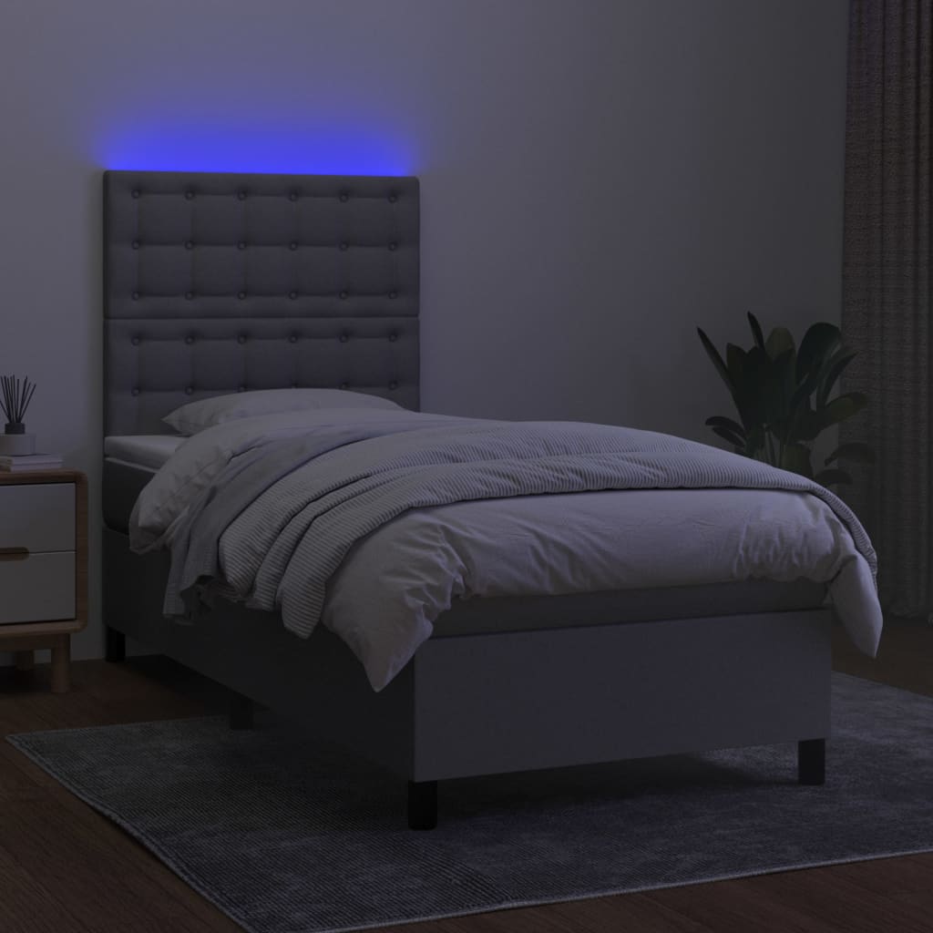 Sommier à lattes de lit avec matelas et LED Gris clair 90x200cm - XIOS