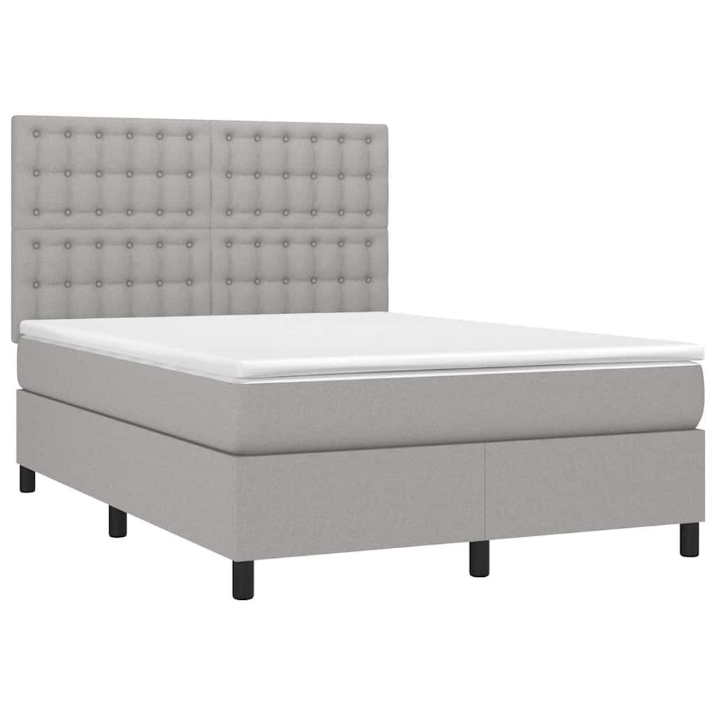 Sommier à lattes de lit et matelas et LED Gris clair 140x200 cm