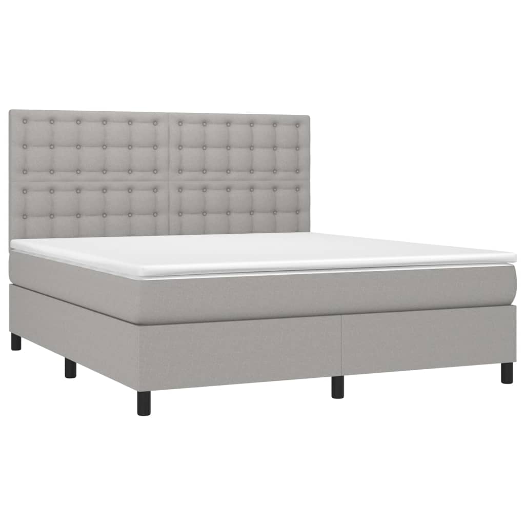 Sommier à lattes de lit et matelas et LED Gris clair 160x200 cm - XIOS