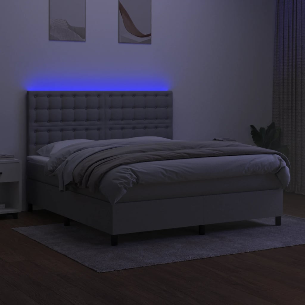 Sommier à lattes de lit et matelas et LED Gris clair 160x200 cm - XIOS