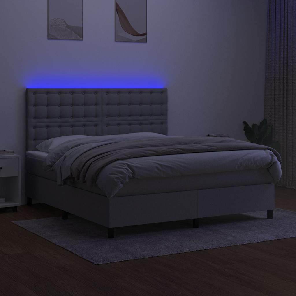 Sommier à lattes de lit et matelas et LED Gris clair 160x200 cm