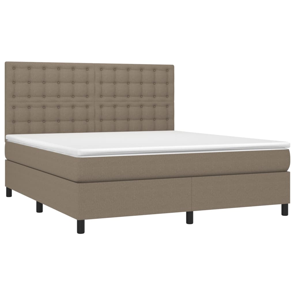 Sommier à lattes de lit et matelas et LED Taupe 160x200cm Tissu - XIOS