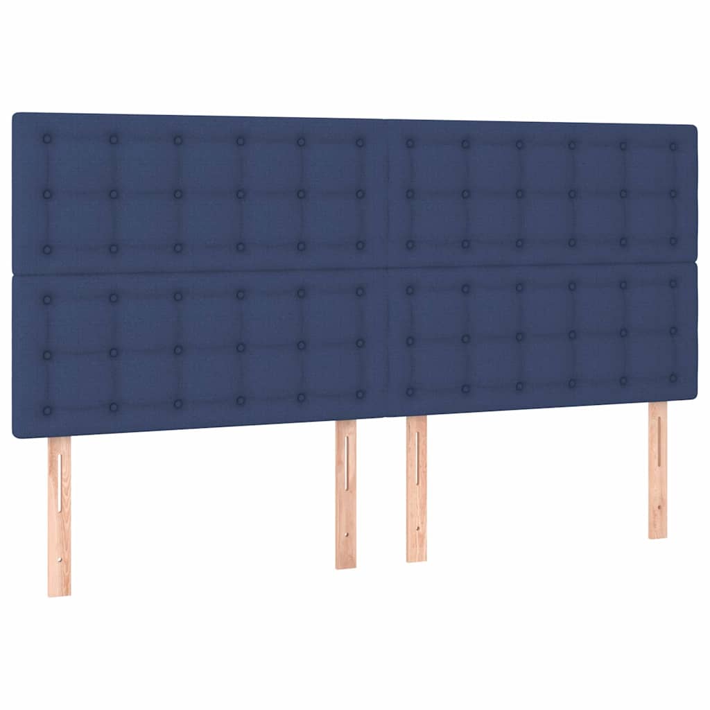 Sommier à lattes de lit et matelas et LED Bleu 160x200 cm Tissu