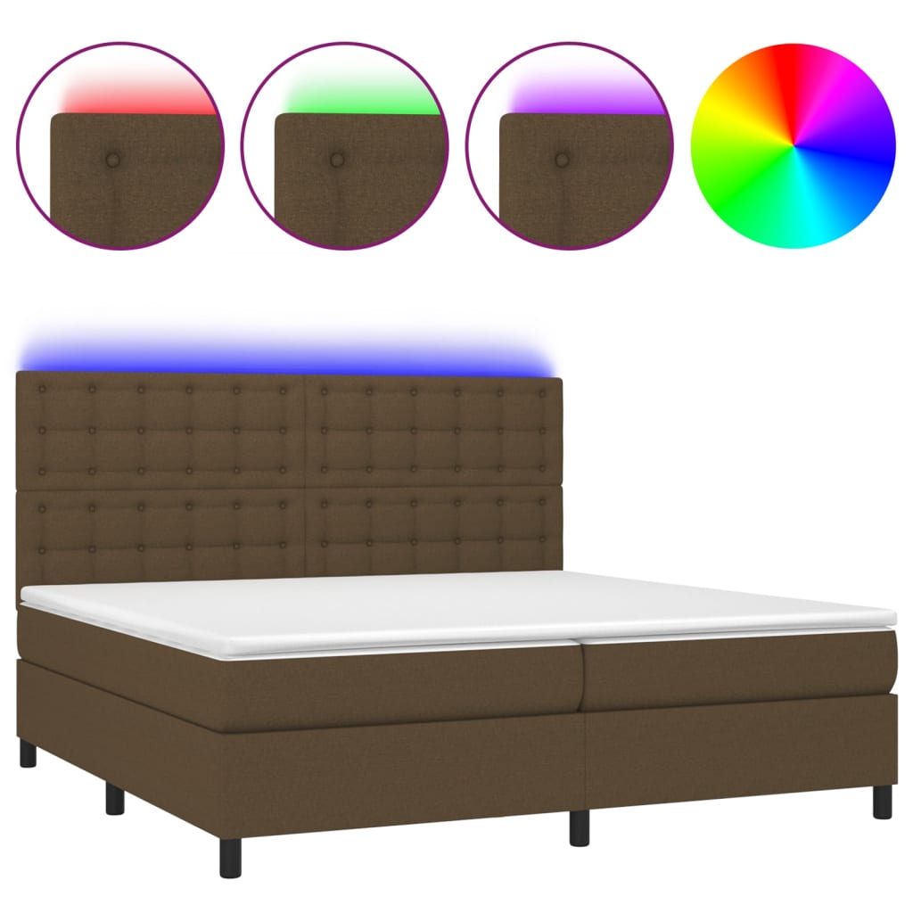 Sommier à lattes de lit matelas et LED Marron foncé 200x200 cm - XIOS