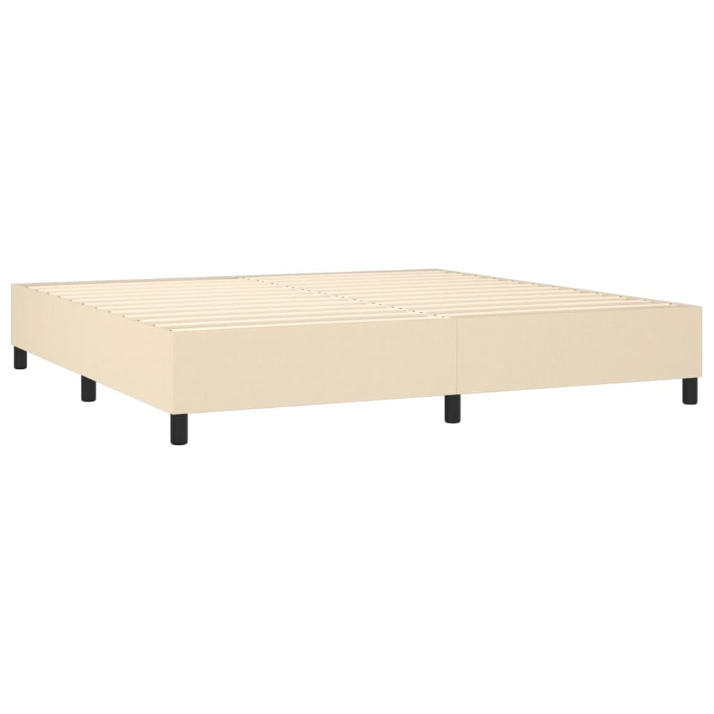 Sommier à lattes de lit et matelas et LED Crème 200x200cm Tissu - XIOS