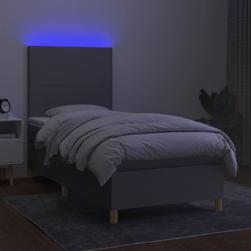 Sommier à lattes de lit et matelas et LED Gris clair 100x200 cm - XIOS