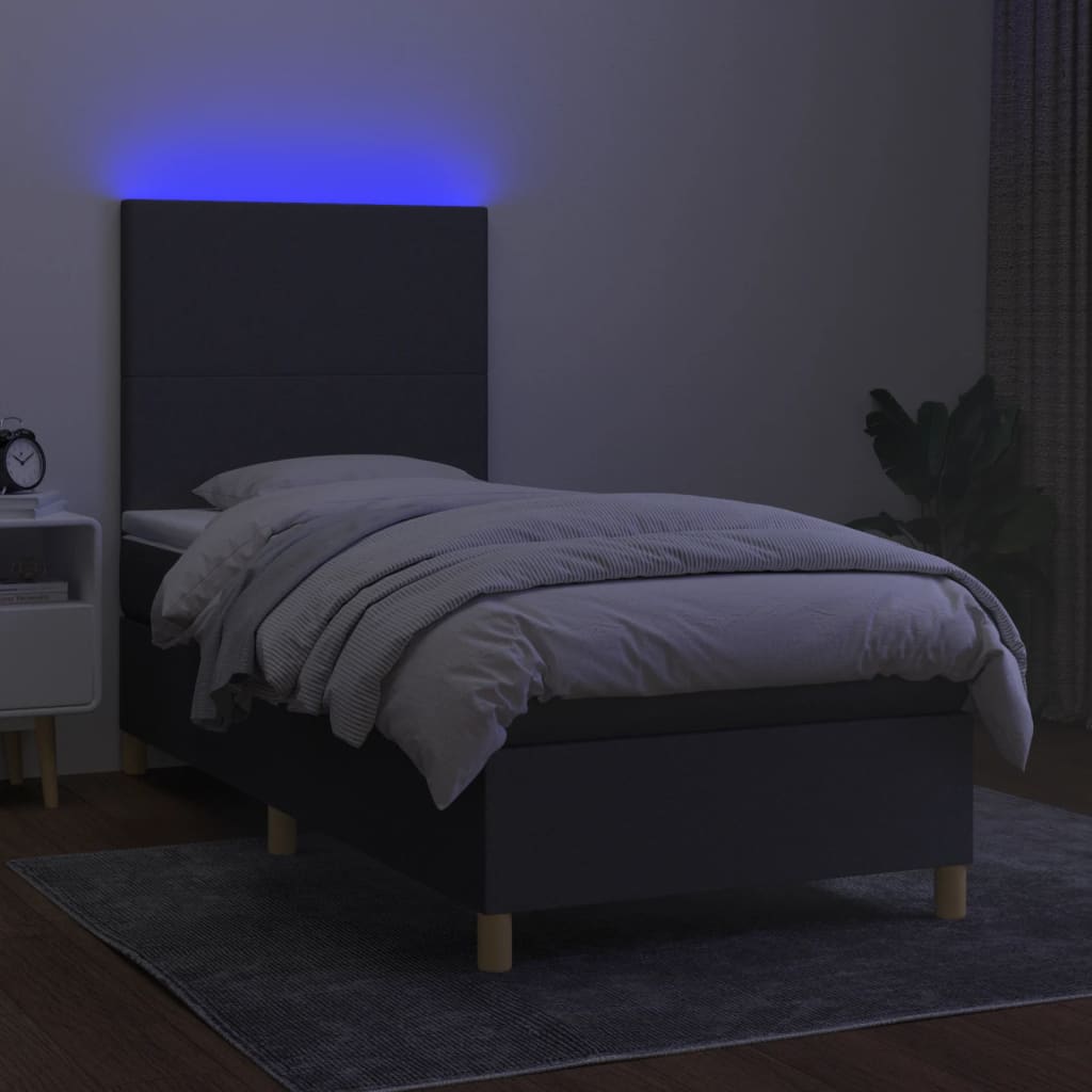 Sommier à lattes de lit et matelas et LED Gris foncé 100x200 cm - XIOS