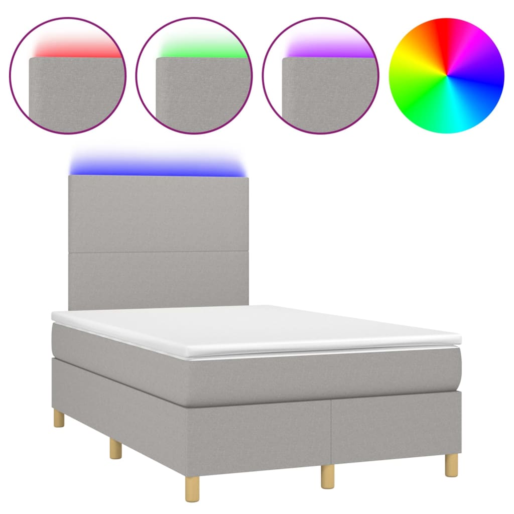 Sommier à lattes de lit et matelas et LED Gris clair 120x200 cm - XIOS