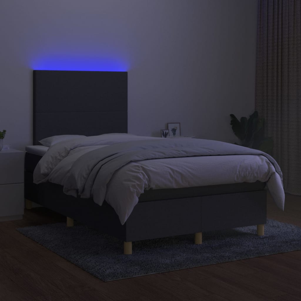 Sommier à lattes de lit et matelas et LED Gris foncé 120x200 cm - XIOS