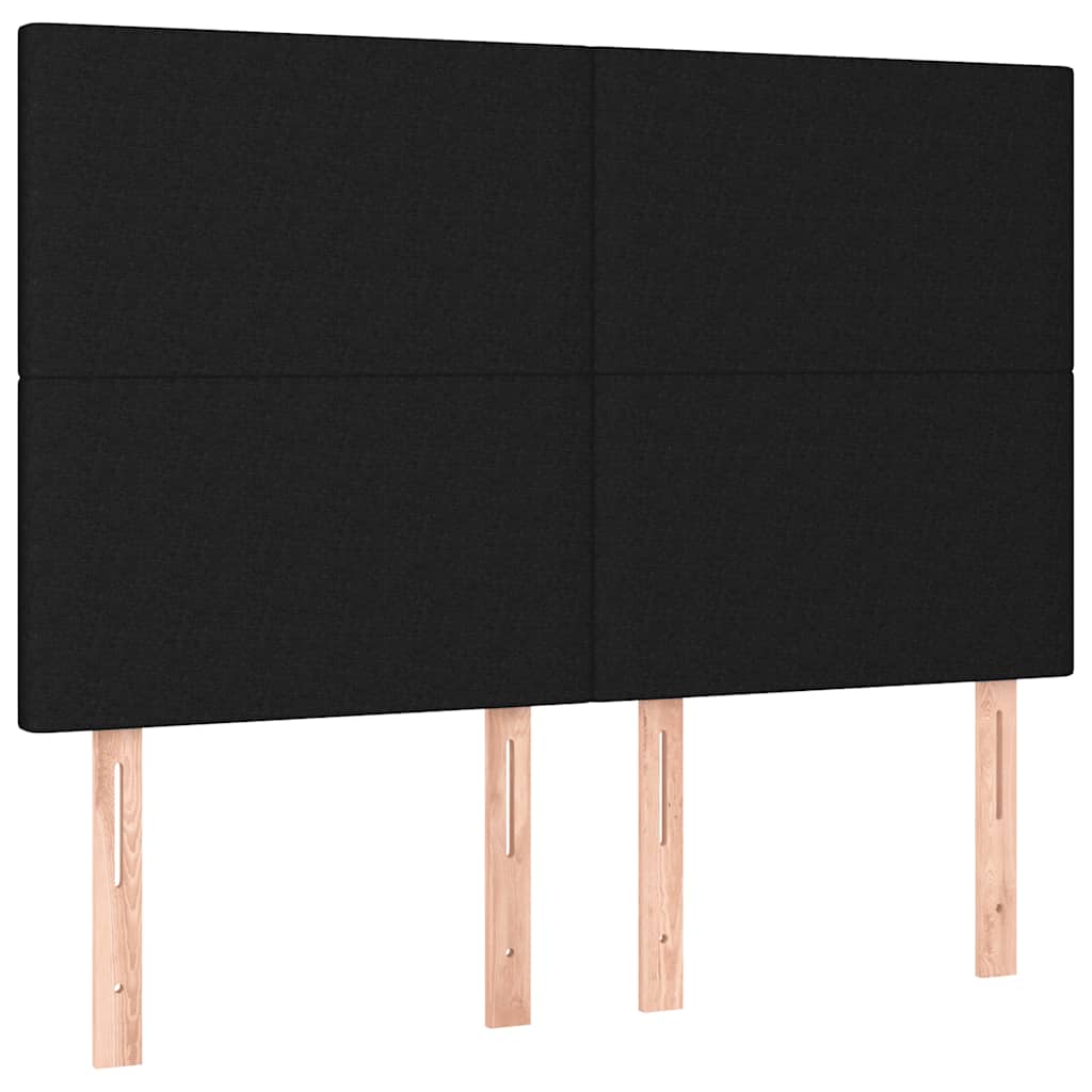 Sommier à lattes de lit et matelas et LED Noir 140x200 cm Tissu - XIOS
