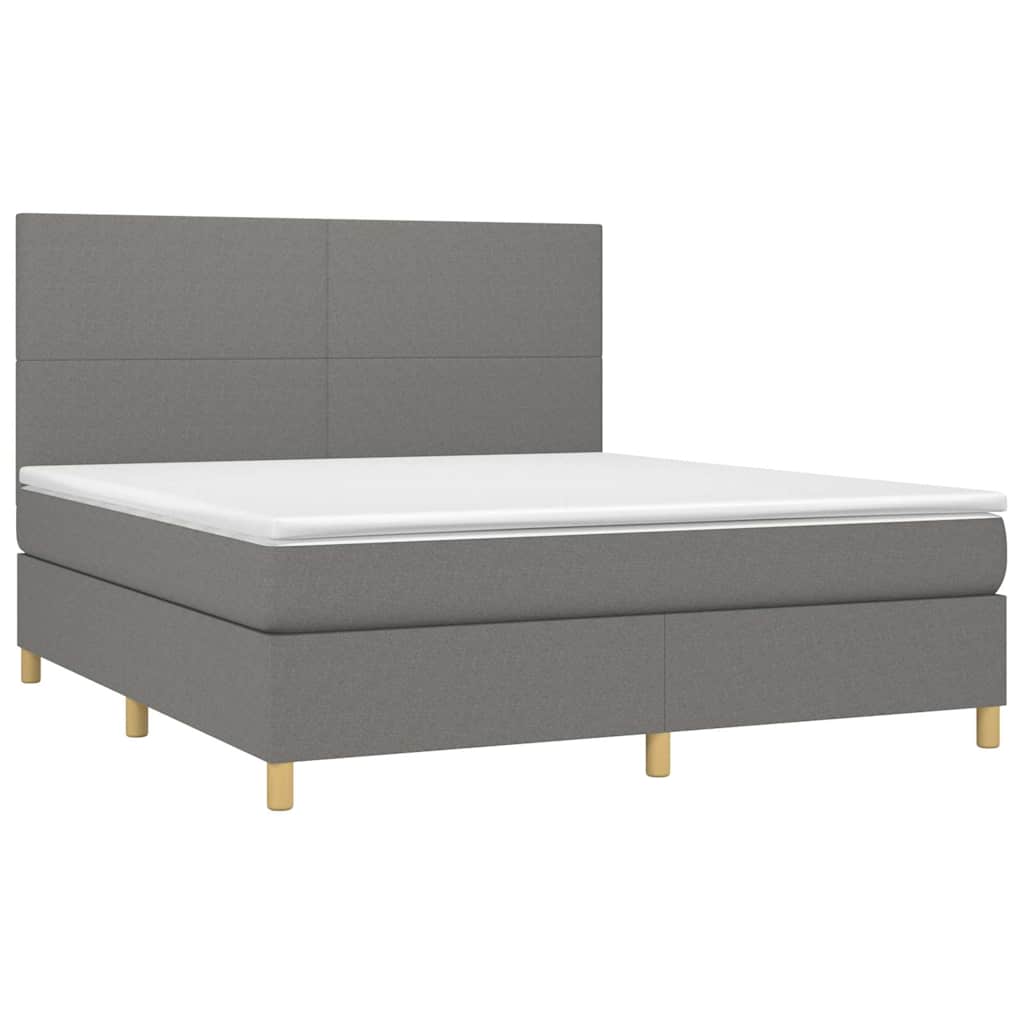 Sommier à lattes de lit et matelas et LED Gris foncé 160x200 cm