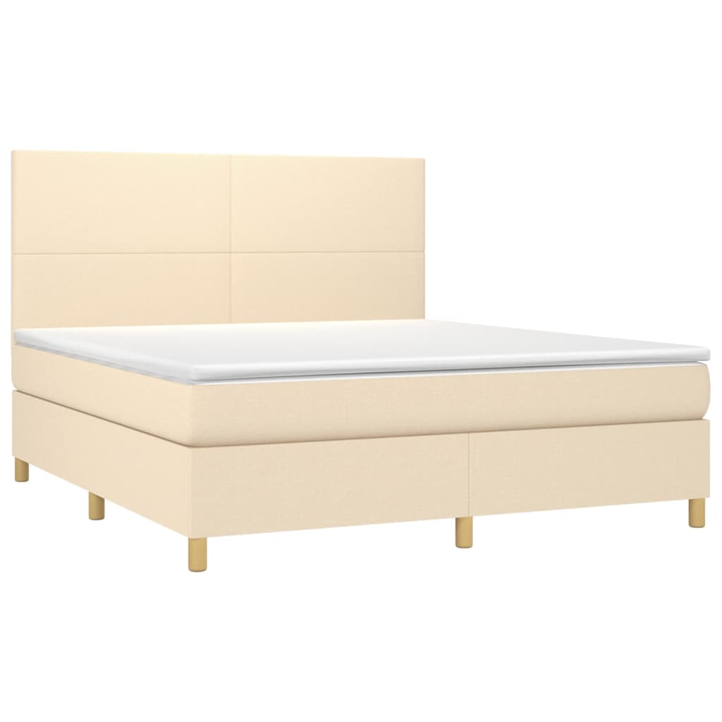 Sommier à lattes de lit et matelas et LED Crème 160x200cm Tissu - XIOS