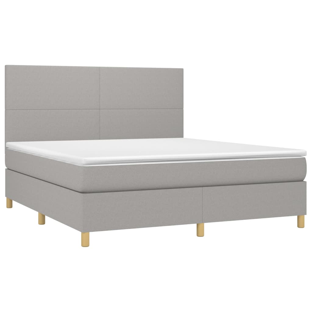Sommier à lattes de lit et matelas et LED Gris clair 180x200 cm - XIOS