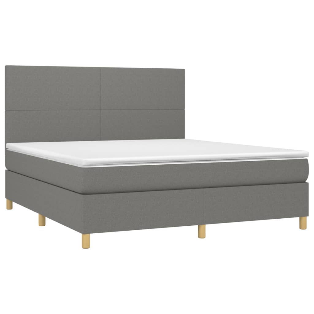 Sommier à lattes de lit et matelas et LED Gris foncé 180x200 cm - XIOS