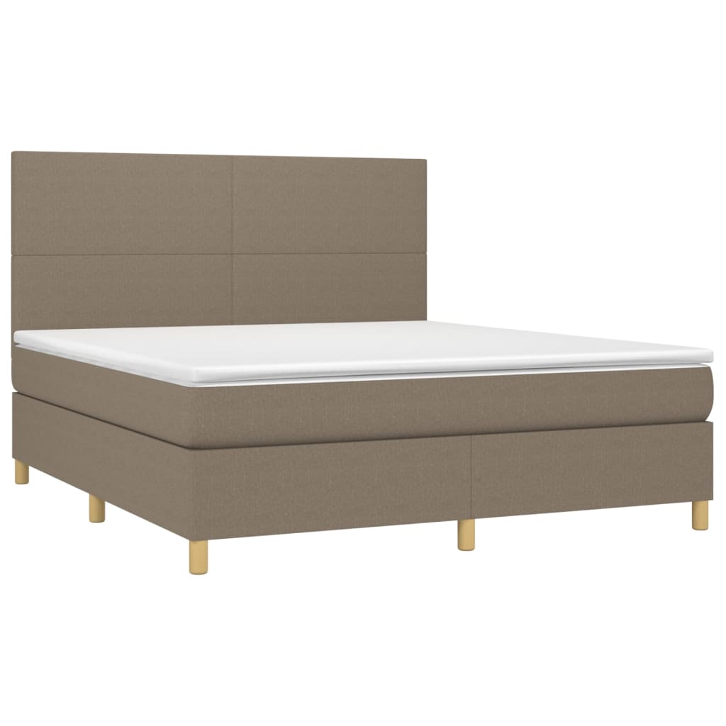 Sommier à lattes de lit et matelas et LED Taupe 180x200cm Tissu - XIOS