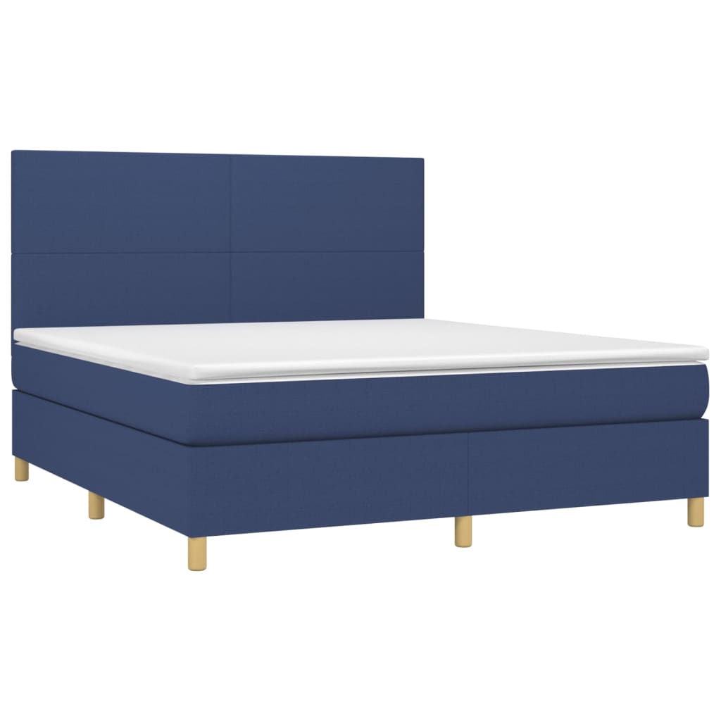 Sommier à lattes de lit et matelas et LED Bleu 180x200 cm Tissu - XIOS