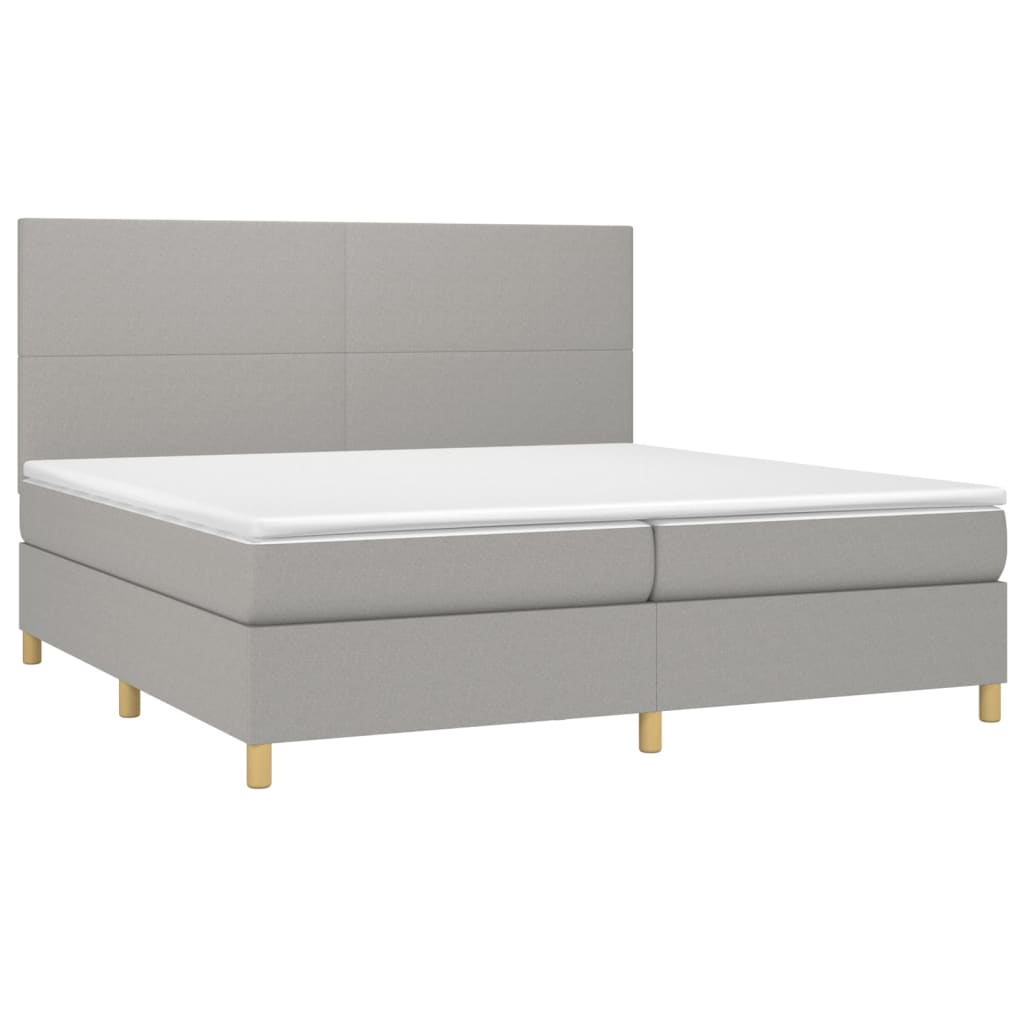 Sommier à lattes de lit et matelas et LED Gris clair 200x200 cm - XIOS