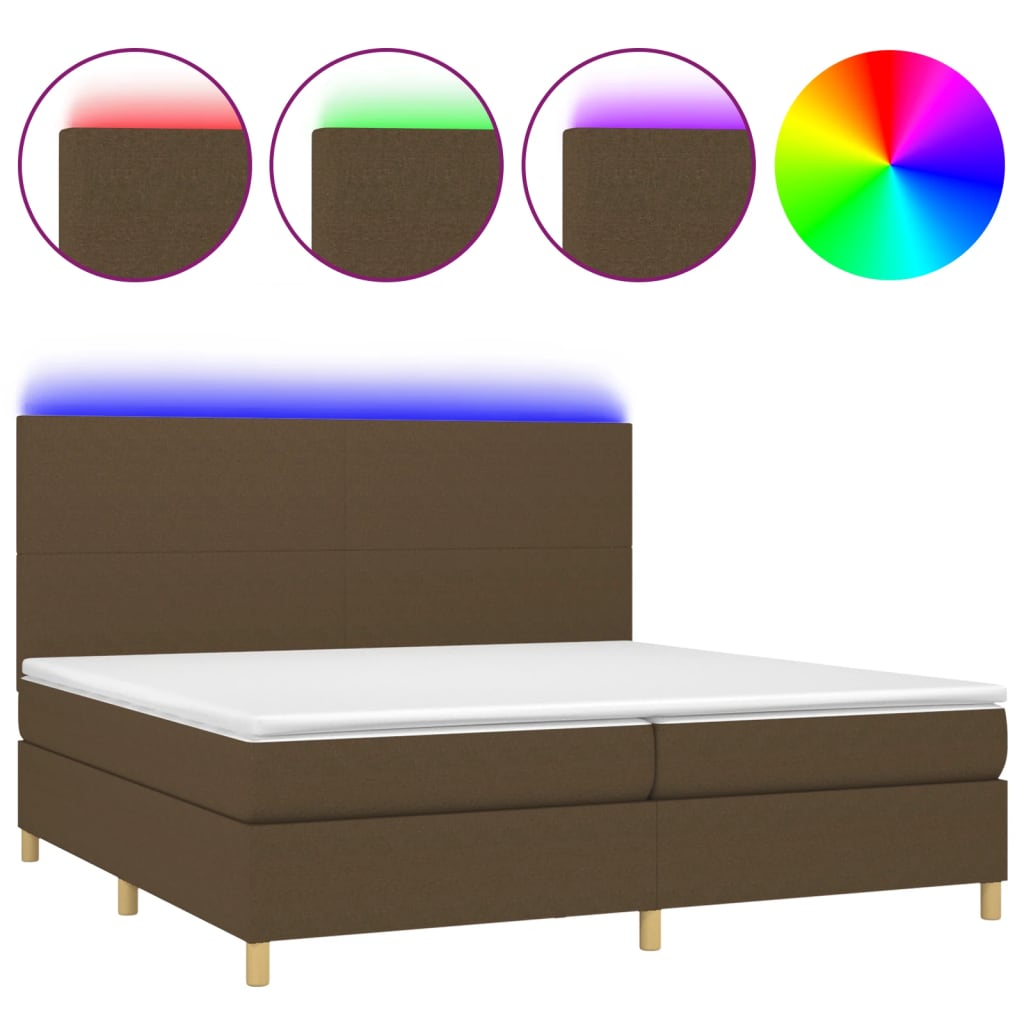 Sommier à lattes de lit matelas et LED Marron foncé 200x200 cm - XIOS