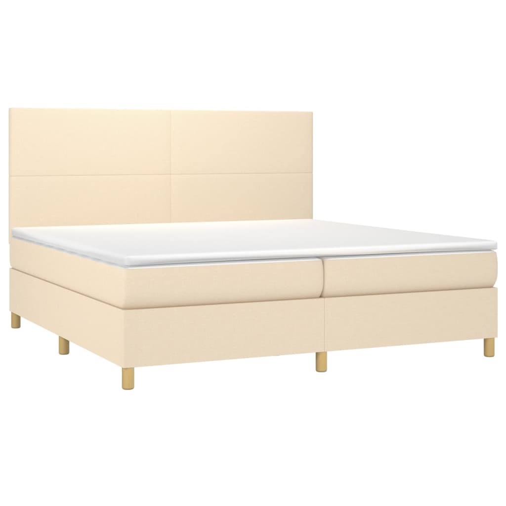Sommier à lattes de lit et matelas et LED Crème 200x200cm Tissu - XIOS