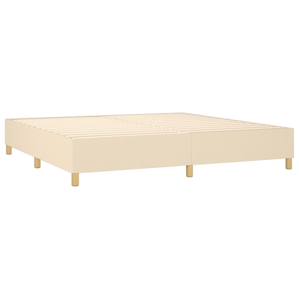 Sommier à lattes de lit et matelas et LED Crème 200x200cm Tissu - XIOS